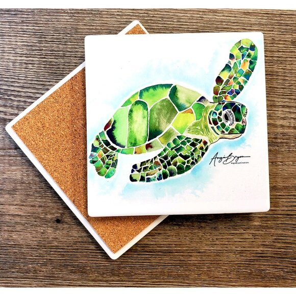 Ocean Sandstone Coasters by Angie Bryan of Angie Bryan Creations - Picture 2 of 8